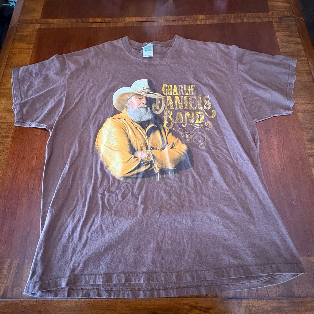 Charlie Daniels Band Graphic T Shirt 2XL Brown Country Western Fruit Of The Loom